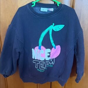 Zara Dark Grey Sweatshirt with Cherry Graphic